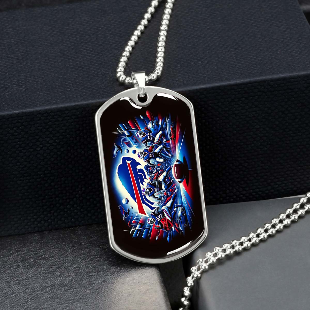 American Football - AFD003 - Buffalo Bills NFL Super Bowl Team - American Football Dog Tag - Military Ball Chain - Luxury Dog Tag