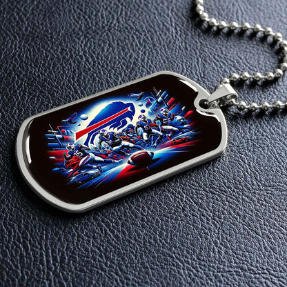 American Football - AFD003 - Buffalo Bills NFL Super Bowl Team - American Football Dog Tag - Military Ball Chain - Luxury Dog Tag