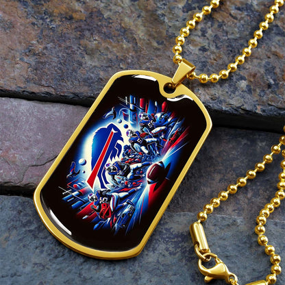 American Football - AFD003 - Buffalo Bills NFL Super Bowl Team - American Football Dog Tag - Military Ball Chain - Luxury Dog Tag