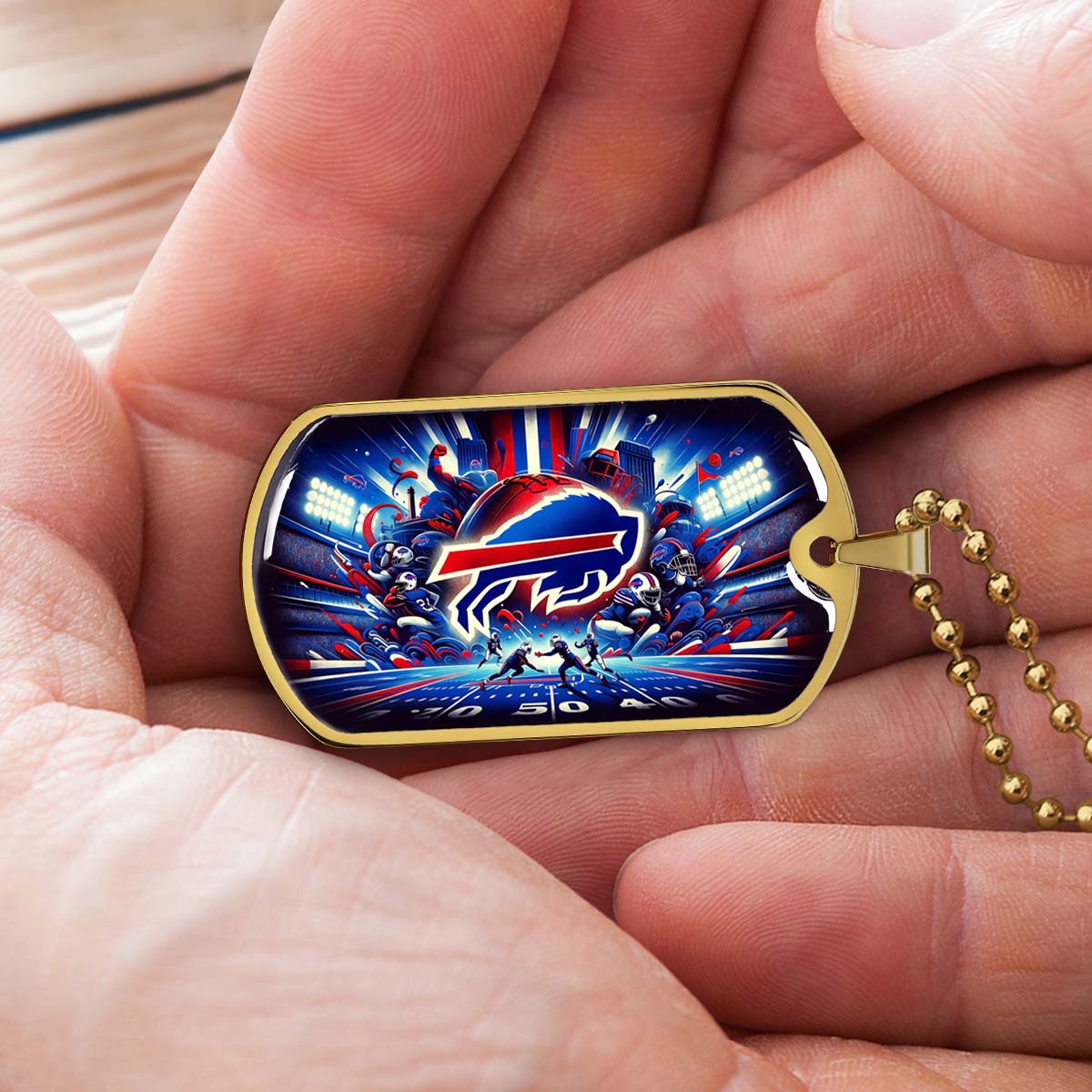 American Football - AFD004 - Buffalo Bills Super Bowl Spirit - NFL Football - American Football Dog Tag - Military Ball Chain - Luxury Dog Tag