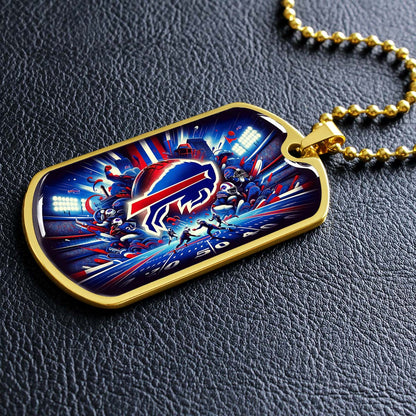 American Football - AFD004 - Buffalo Bills Super Bowl Spirit - NFL Football - American Football Dog Tag - Military Ball Chain - Luxury Dog Tag