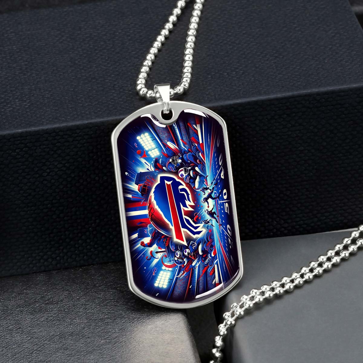 American Football - AFD004 - Buffalo Bills Super Bowl Spirit - NFL Football - American Football Dog Tag - Military Ball Chain - Luxury Dog Tag