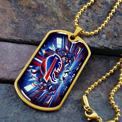 American Football - AFD004 - Buffalo Bills Super Bowl Spirit - NFL Football - American Football Dog Tag - Military Ball Chain - Luxury Dog Tag