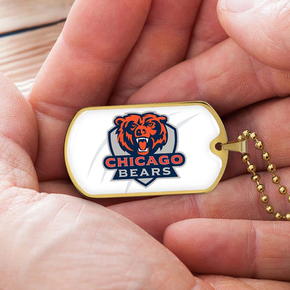 American Football - AFD005 - Chicago Bears - American Football Dog Tag - Military Ball Chain - Luxury Dog Tag