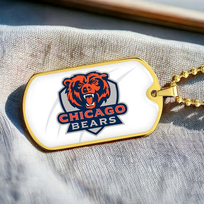 American Football - AFD005 - Chicago Bears - American Football Dog Tag - Military Ball Chain - Luxury Dog Tag