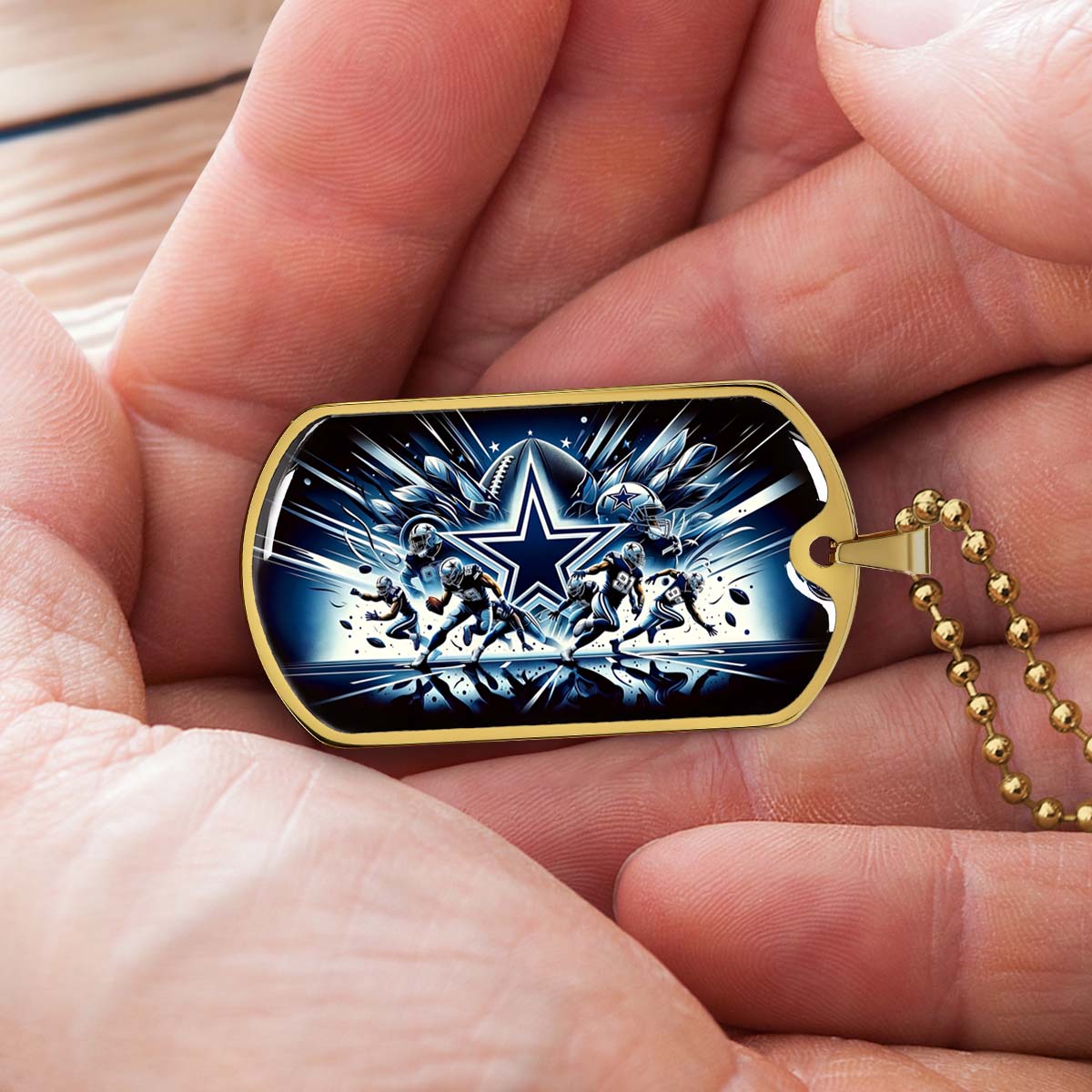 American Football - AFD008 - Dallas Cowboys Football Sports NFL Team - American Football Dog Tag - Military Ball Chain - Luxury Dog Tag