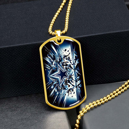 American Football - AFD008 - Dallas Cowboys Football Sports NFL Team - American Football Dog Tag - Military Ball Chain - Luxury Dog Tag