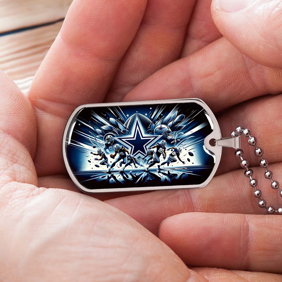 American Football - AFD008 - Dallas Cowboys Football Sports NFL Team - American Football Dog Tag - Military Ball Chain - Luxury Dog Tag