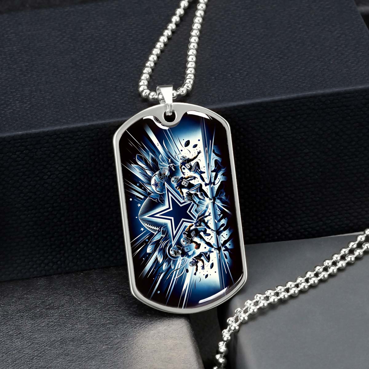 American Football - AFD008 - Dallas Cowboys Football Sports NFL Team - American Football Dog Tag - Military Ball Chain - Luxury Dog Tag