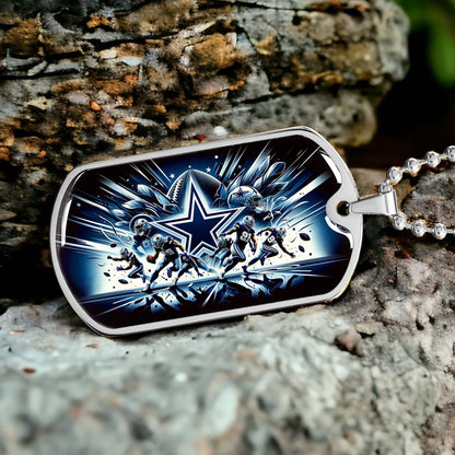 American Football - AFD008 - Dallas Cowboys Football Sports NFL Team - American Football Dog Tag - Military Ball Chain - Luxury Dog Tag