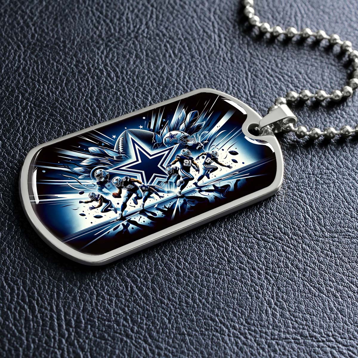 American Football - AFD008 - Dallas Cowboys Football Sports NFL Team - American Football Dog Tag - Military Ball Chain - Luxury Dog Tag