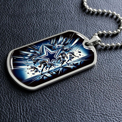 American Football - AFD008 - Dallas Cowboys Football Sports NFL Team - American Football Dog Tag - Military Ball Chain - Luxury Dog Tag