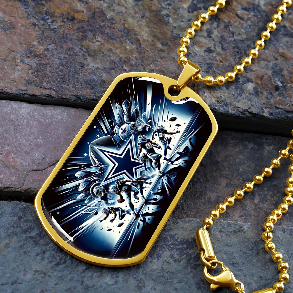 American Football - AFD008 - Dallas Cowboys Football Sports NFL Team - American Football Dog Tag - Military Ball Chain - Luxury Dog Tag