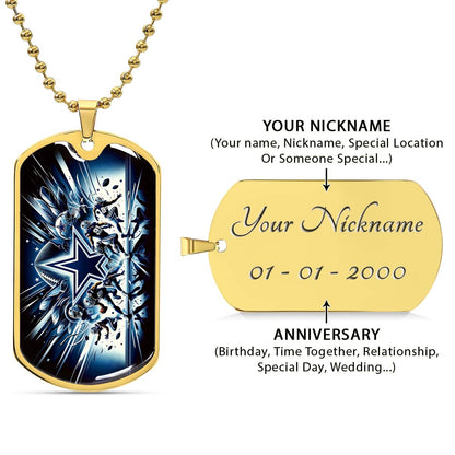 American Football - AFD008 - Dallas Cowboys Football Sports NFL Team - American Football Dog Tag - Military Ball Chain - Luxury Dog Tag
