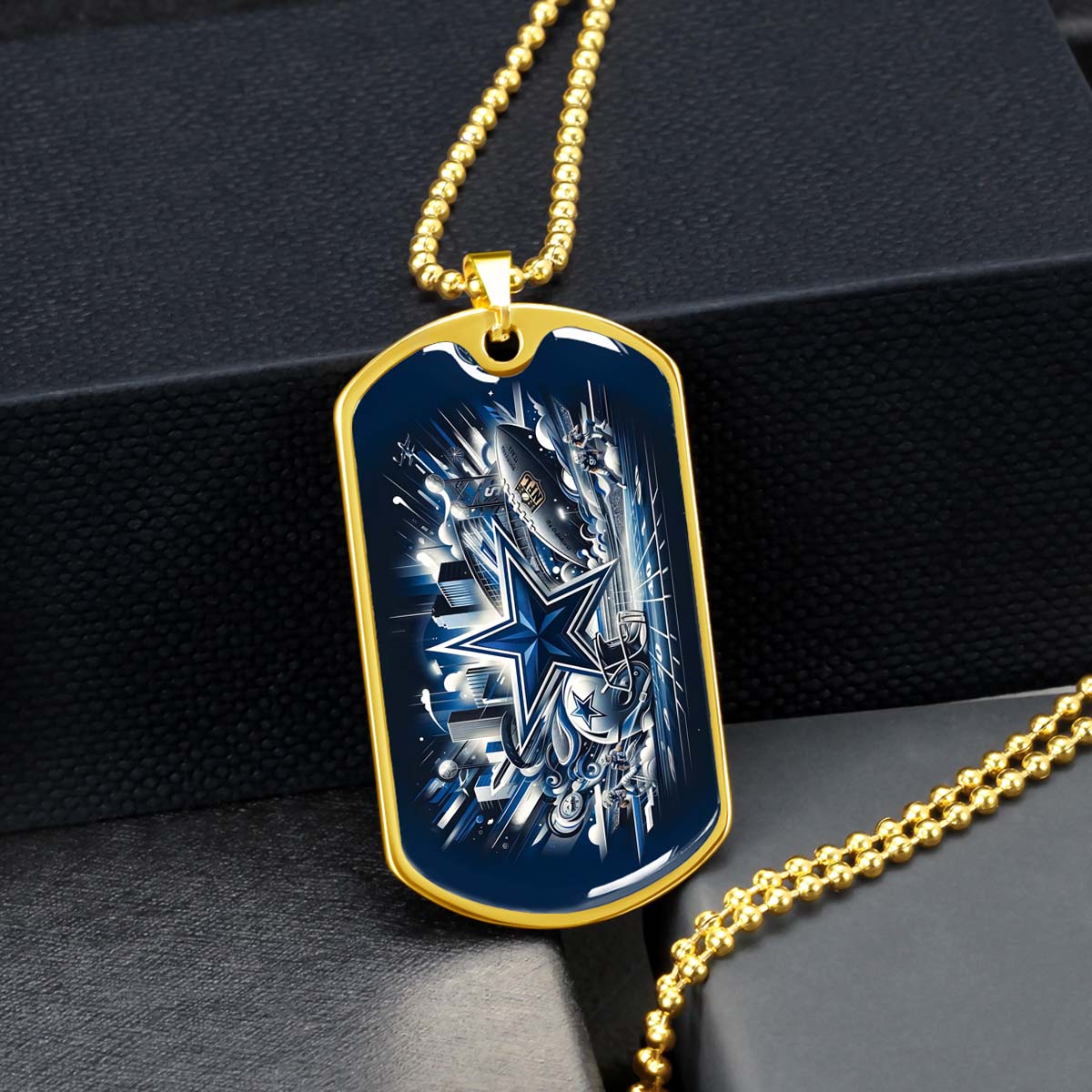 American Football - AFD009 - Dallas Cowboys Super Bowl Dreams - American Football Dog Tag - Military Ball Chain - Luxury Dog Tag
