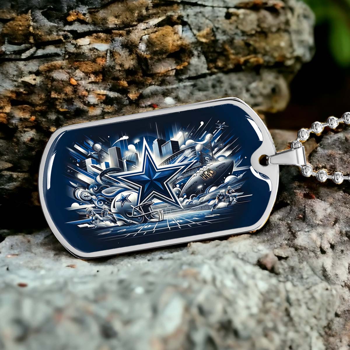 American Football - AFD009 - Dallas Cowboys Super Bowl Dreams - American Football Dog Tag - Military Ball Chain - Luxury Dog Tag