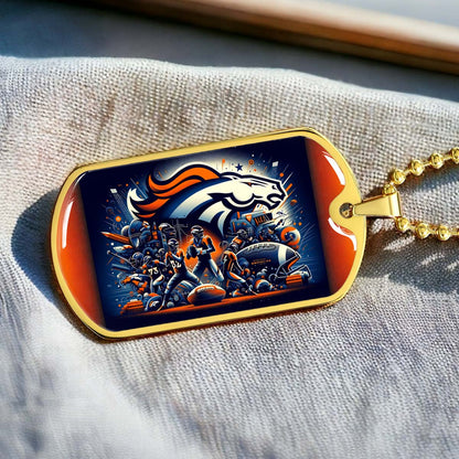 American Football - AFD010 - Denver Broncos NFL Super Bowl - American Football Dog Tag - Military Ball Chain - Luxury Dog Tag