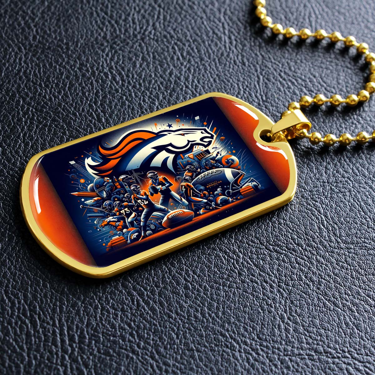 American Football - AFD010 - Denver Broncos NFL Super Bowl - American Football Dog Tag - Military Ball Chain - Luxury Dog Tag
