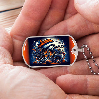 American Football - AFD010 - Denver Broncos NFL Super Bowl - American Football Dog Tag - Military Ball Chain - Luxury Dog Tag