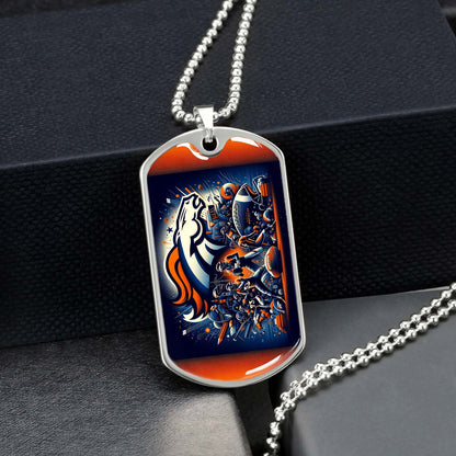 American Football - AFD010 - Denver Broncos NFL Super Bowl - American Football Dog Tag - Military Ball Chain - Luxury Dog Tag