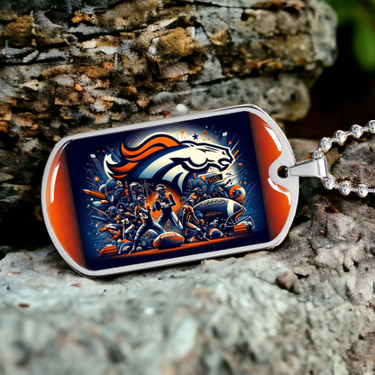 American Football - AFD010 - Denver Broncos NFL Super Bowl - American Football Dog Tag - Military Ball Chain - Luxury Dog Tag