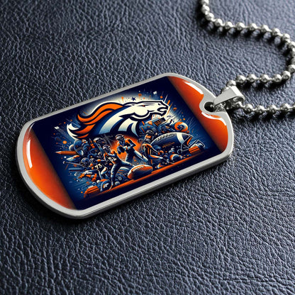 American Football - AFD010 - Denver Broncos NFL Super Bowl - American Football Dog Tag - Military Ball Chain - Luxury Dog Tag