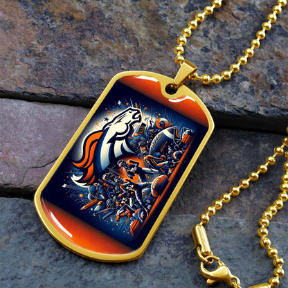 American Football - AFD010 - Denver Broncos NFL Super Bowl - American Football Dog Tag - Military Ball Chain - Luxury Dog Tag