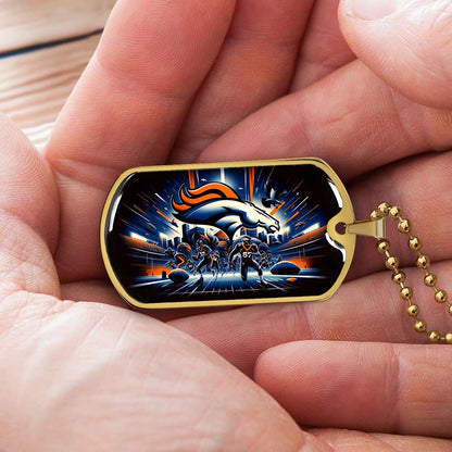 American Football - AFD011 - Denver Broncos NFL Team - American Football Dog Tag - Military Ball Chain - Luxury Dog Tag