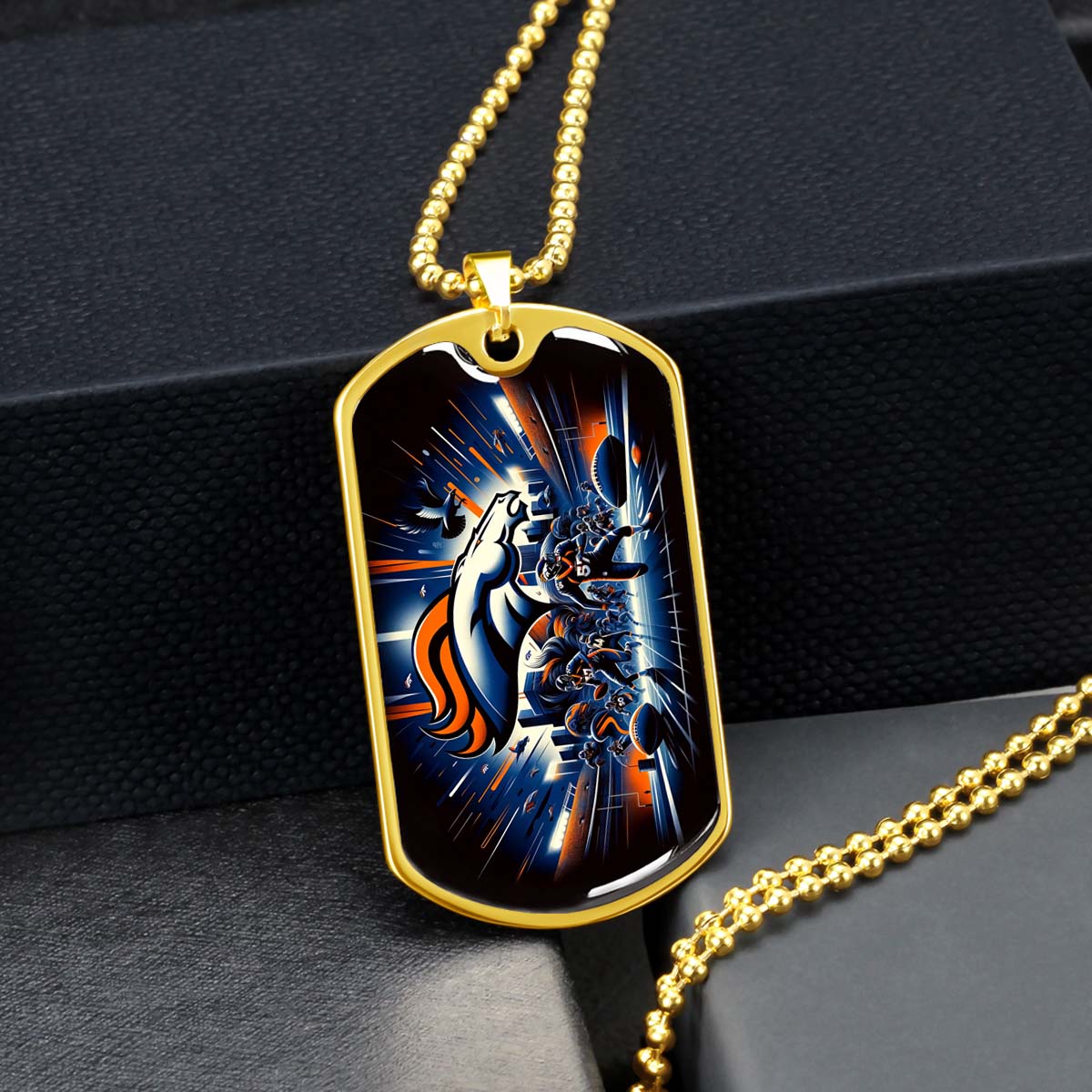 American Football - AFD011 - Denver Broncos NFL Team - American Football Dog Tag - Military Ball Chain - Luxury Dog Tag