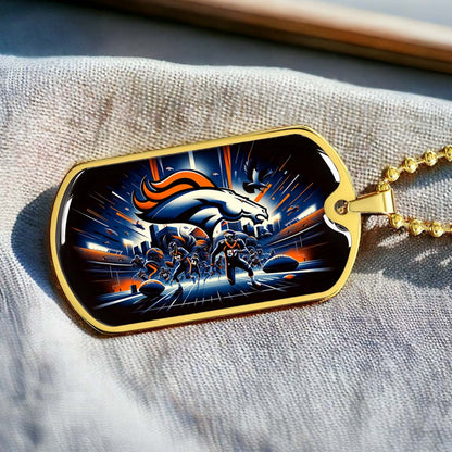 American Football - AFD011 - Denver Broncos NFL Team - American Football Dog Tag - Military Ball Chain - Luxury Dog Tag