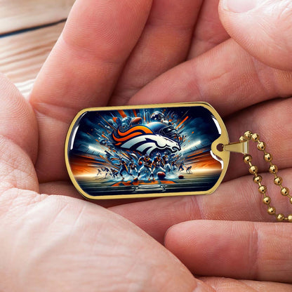 American Football - AFD012 - Denver Broncos Super Bowl NFL Team - American Football Dog Tag - Military Ball Chain - Luxury Dog Tag