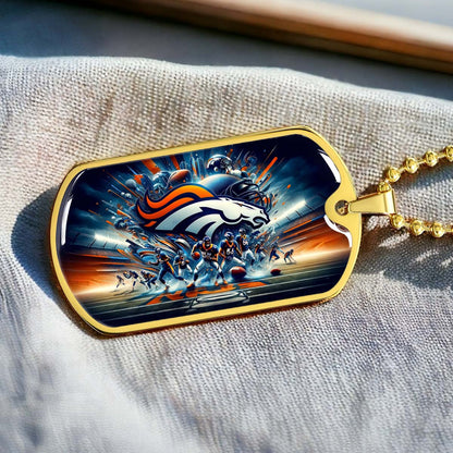 American Football - AFD012 - Denver Broncos Super Bowl NFL Team - American Football Dog Tag - Military Ball Chain - Luxury Dog Tag