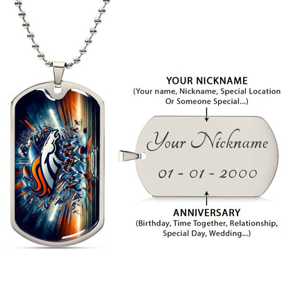 American Football - AFD012 - Denver Broncos Super Bowl NFL Team - American Football Dog Tag - Military Ball Chain - Luxury Dog Tag