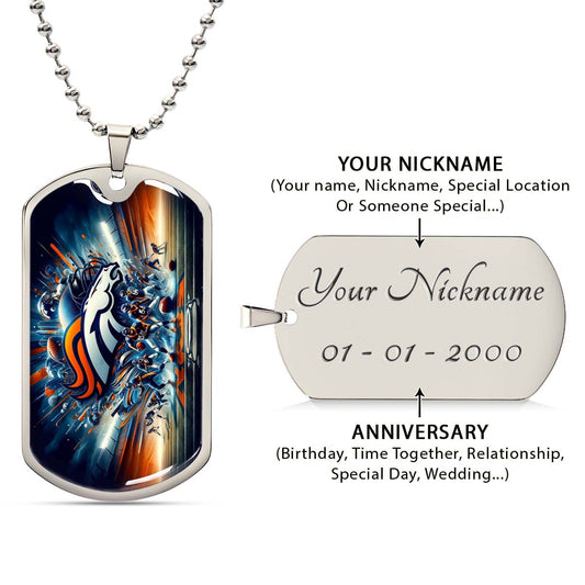 American Football - AFD012 - Denver Broncos Super Bowl NFL Team - American Football Dog Tag - Military Ball Chain - Luxury Dog Tag