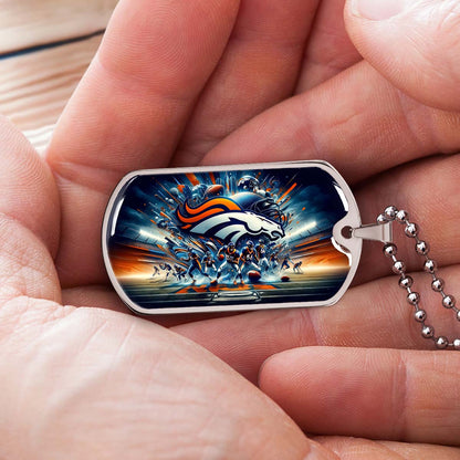 American Football - AFD012 - Denver Broncos Super Bowl NFL Team - American Football Dog Tag - Military Ball Chain - Luxury Dog Tag