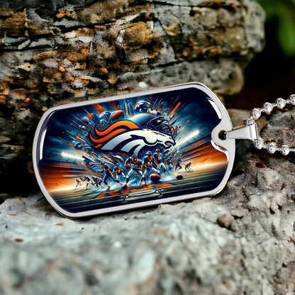 American Football - AFD012 - Denver Broncos Super Bowl NFL Team - American Football Dog Tag - Military Ball Chain - Luxury Dog Tag