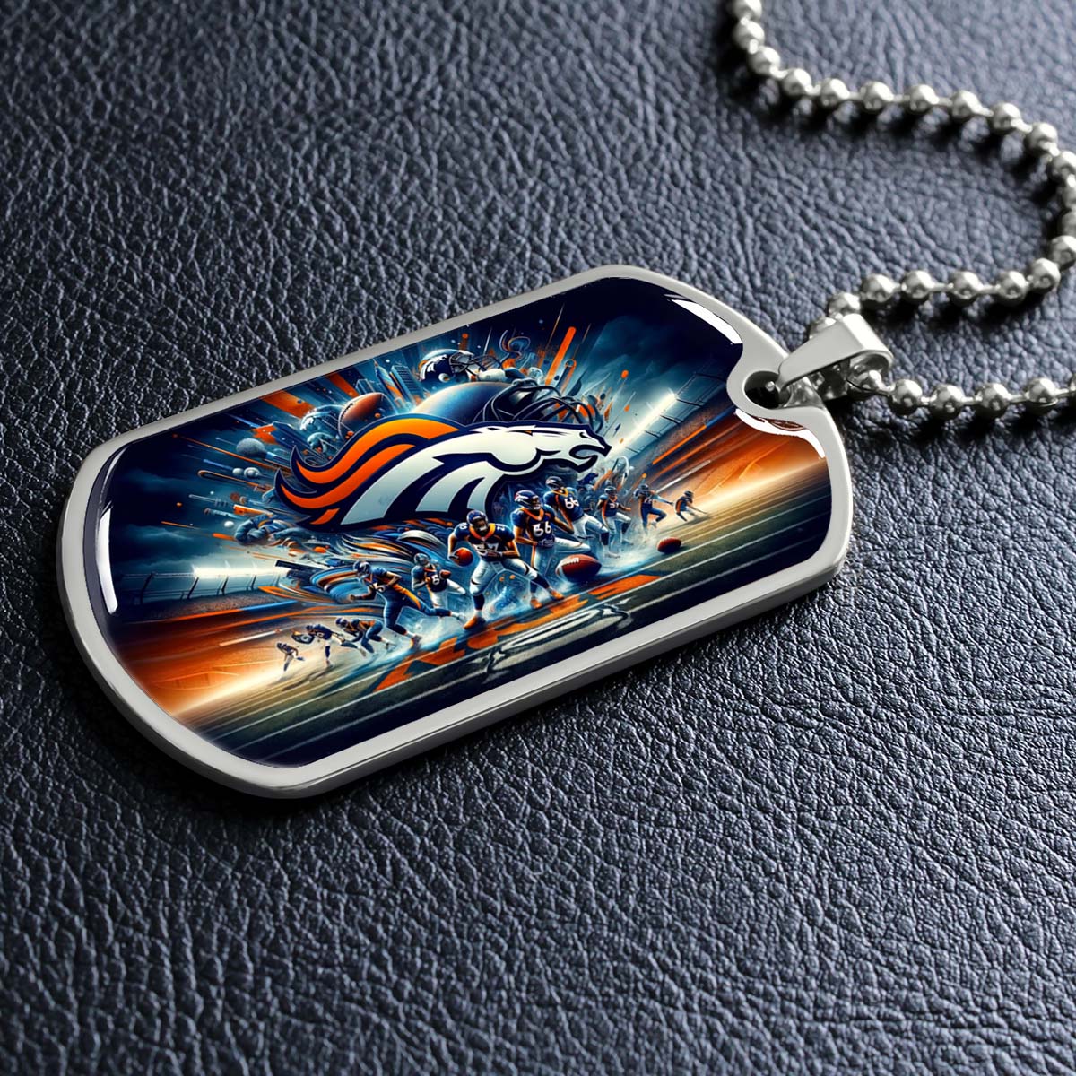 American Football - AFD012 - Denver Broncos Super Bowl NFL Team - American Football Dog Tag - Military Ball Chain - Luxury Dog Tag