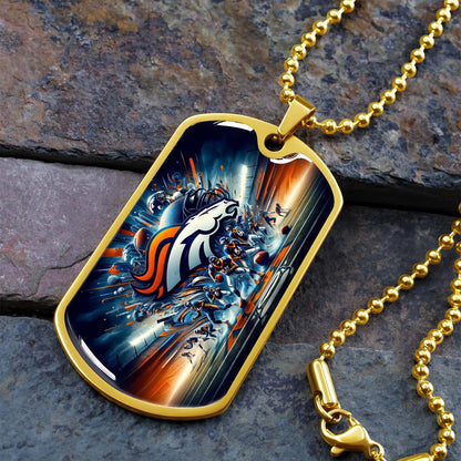 American Football - AFD012 - Denver Broncos Super Bowl NFL Team - American Football Dog Tag - Military Ball Chain - Luxury Dog Tag