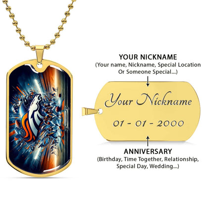 American Football - AFD012 - Denver Broncos Super Bowl NFL Team - American Football Dog Tag - Military Ball Chain - Luxury Dog Tag