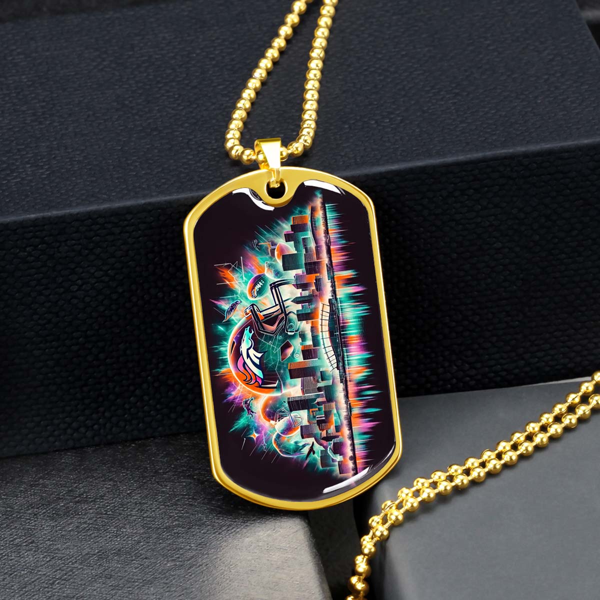 American Football - AFD013 - Denver Broncos - American Football Dog Tag - Military Ball Chain - Luxury Dog Tag