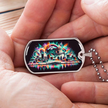American Football - AFD013 - Denver Broncos - American Football Dog Tag - Military Ball Chain - Luxury Dog Tag