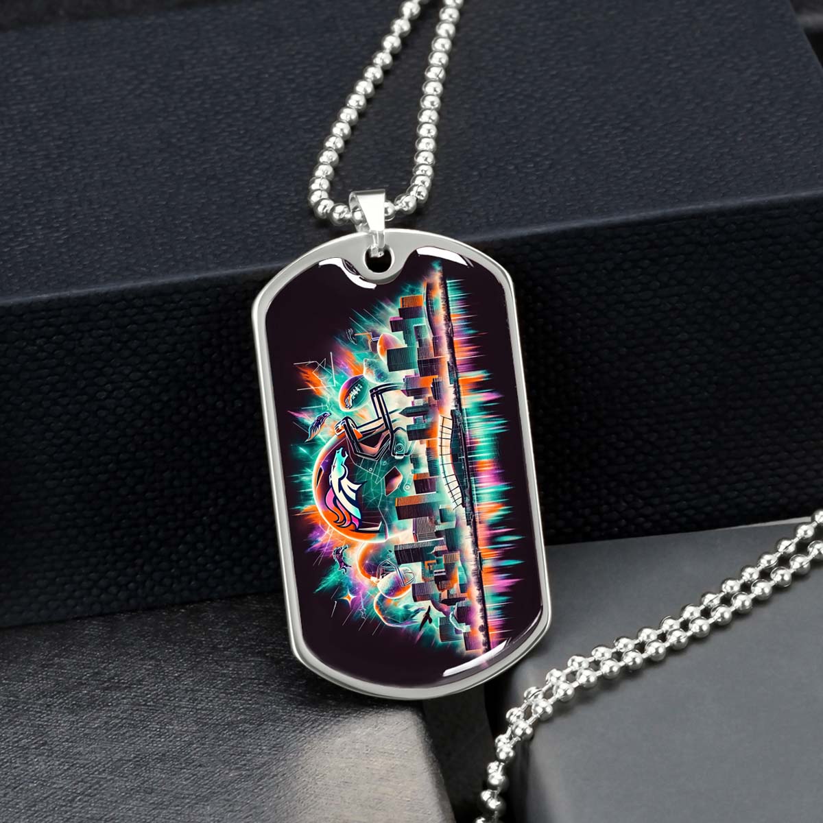 American Football - AFD013 - Denver Broncos - American Football Dog Tag - Military Ball Chain - Luxury Dog Tag