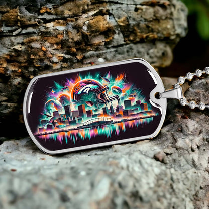 American Football - AFD013 - Denver Broncos - American Football Dog Tag - Military Ball Chain - Luxury Dog Tag