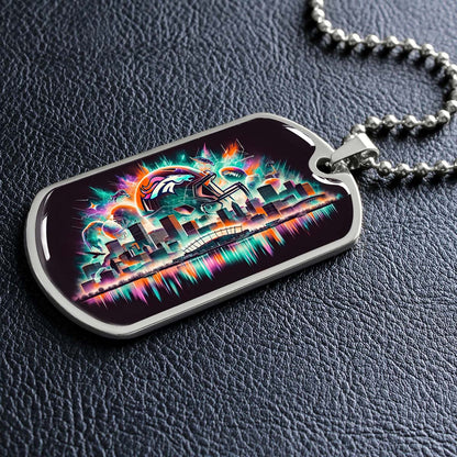 American Football - AFD013 - Denver Broncos - American Football Dog Tag - Military Ball Chain - Luxury Dog Tag