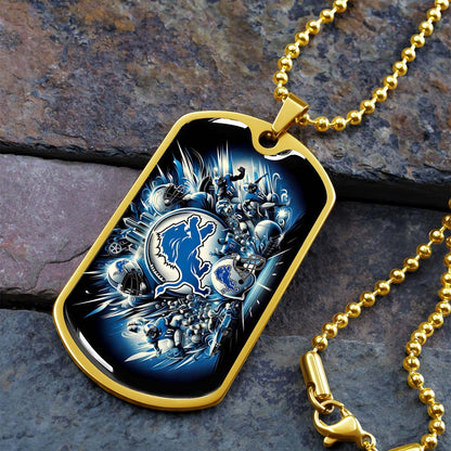 American Football - AFD015 - Detroit Lions NFL Super Bowl Spirit - American Football Dog Tag - Military Ball Chain - Luxury Dog Tag