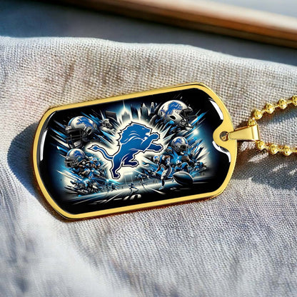 American Football - AFD016 - Detroit Lions NFL Super Bowl - American Football Dog Tag - Military Ball Chain - Luxury Dog Tag