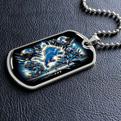 American Football - AFD016 - Detroit Lions NFL Super Bowl - American Football Dog Tag - Military Ball Chain - Luxury Dog Tag