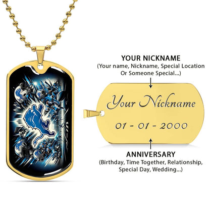 American Football - AFD016 - Detroit Lions NFL Super Bowl - American Football Dog Tag - Military Ball Chain - Luxury Dog Tag