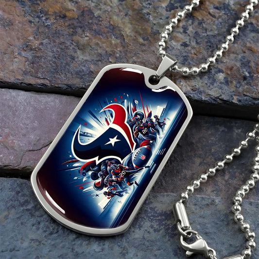 American Football - AFD024 - Houston Texans NFL Football Sports Team - American Football Dog Tag - Military Ball Chain - Luxury Dog Tag