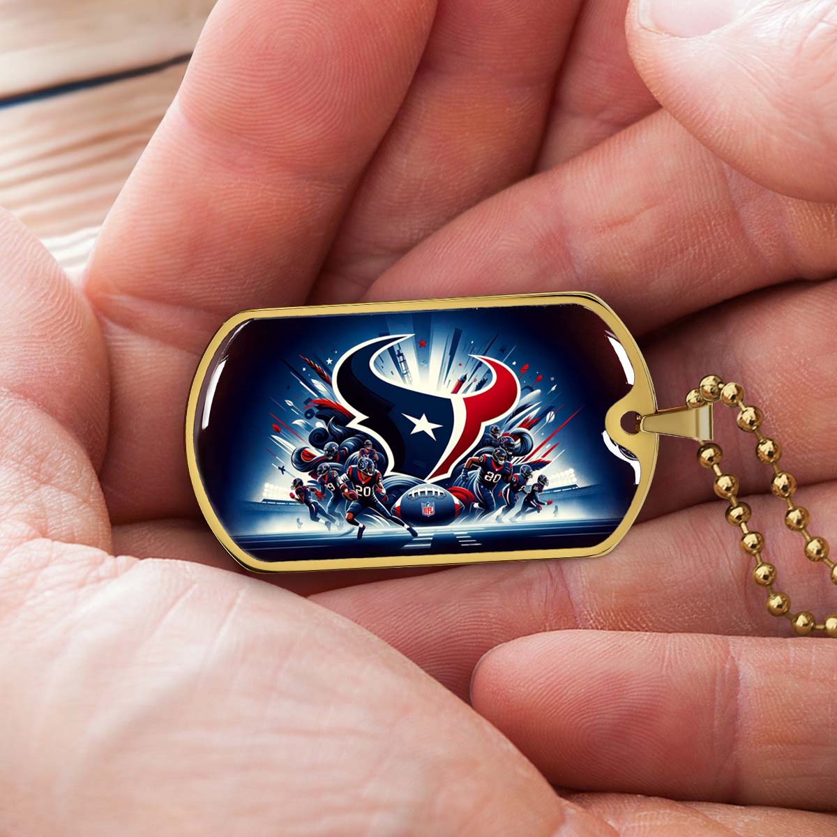 American Football - AFD024 - Houston Texans NFL Football Sports Team - American Football Dog Tag - Military Ball Chain - Luxury Dog Tag